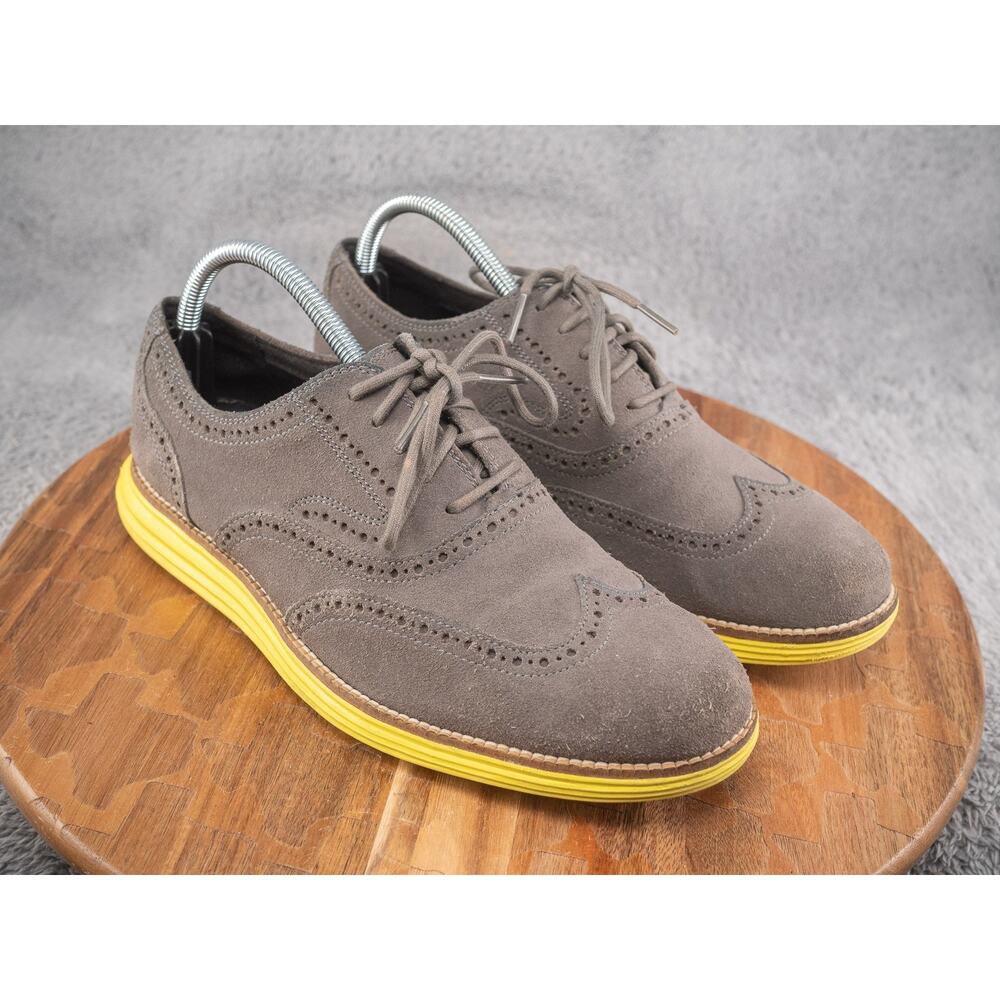 COLE HAAN Wing Tip Gray/Green Shoes Men's Size 8 M C21131 Dress Shoes